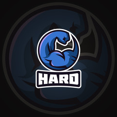 Arm logo for a sport team. Armwrestling logo template.