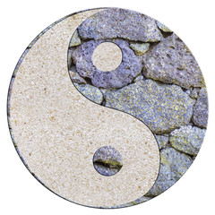 pierre et sable, symbole yin yang