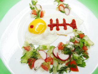 creative egg breakfast for child fish form