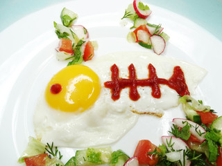 creative egg breakfast for child fish form