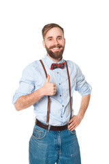 studio portraits man with beard and woman with red curly hair