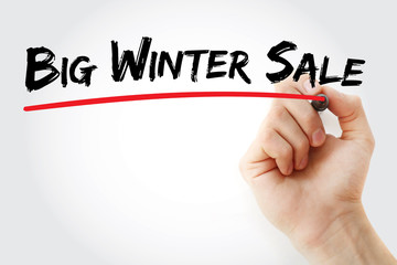 Hand writing Big winter sale with marker, concept background