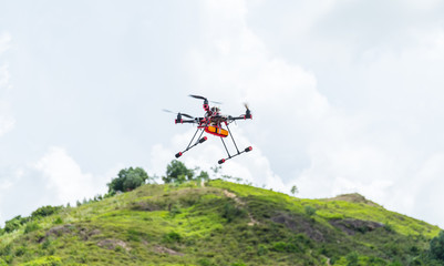 Fototapeta na wymiar Drone flying at outdoor