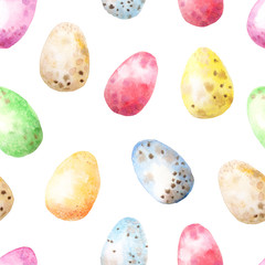 Seamless pattern with watercolor easter egg