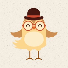 cute animal with hat and glasses hipster style