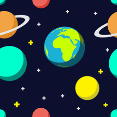 Outer space cartoon seamless pattern background