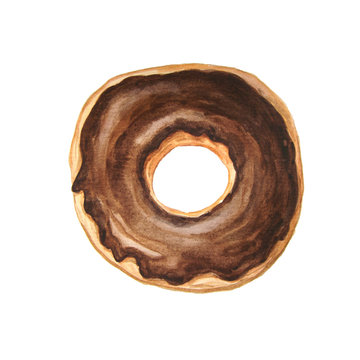Watercolor sweet glazed donut