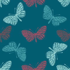 Zentangle inspired hand drawn vector butterfly, spring and summer pattern.