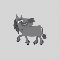 3d illustration, big black horse