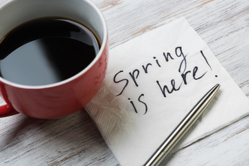 Romantic message written on napkin