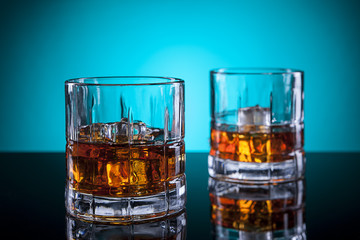 Two glasses of liquor.