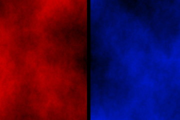 Illustration of red and dark blue divided smoky background