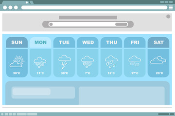 Weather blue forecast with icons interface