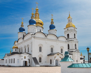 Fototapeta na wymiar Sophia Cathedral is sample Siberian architecture located in the