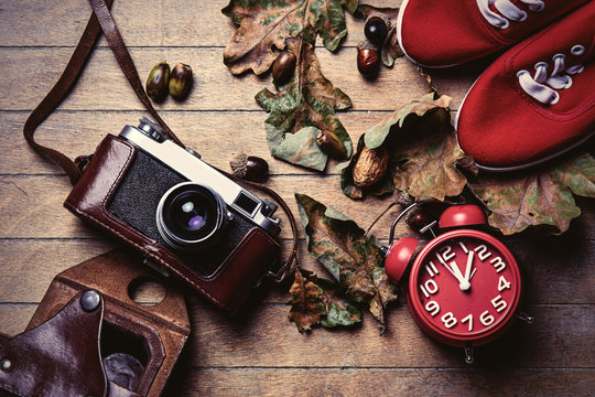 camera, clock and gumshoes