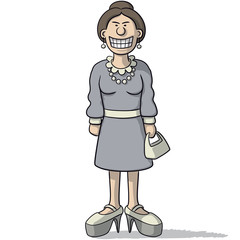 character illustration of a woman laughing falsely