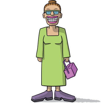 character illustration of a woman laughing falsely