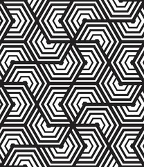 Vector seamless texture. Modern abstract background. Monochrome repeating tile with hexagons.