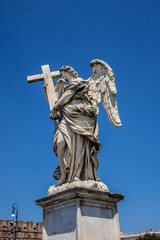 Angelo Bridge (Bridge of Hadrian, 134 AD) with ten angels. Rome.