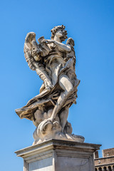 Fototapeta na wymiar Angelo Bridge (Bridge of Hadrian, 134 AD) with ten angels. Rome.