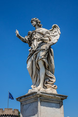 Angelo Bridge (Bridge of Hadrian, 134 AD) with ten angels. Rome.