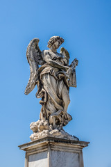 Fototapeta na wymiar Angelo Bridge (Bridge of Hadrian, 134 AD) with ten angels. Rome.