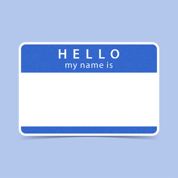 Blue tag sticker HELLO my name is