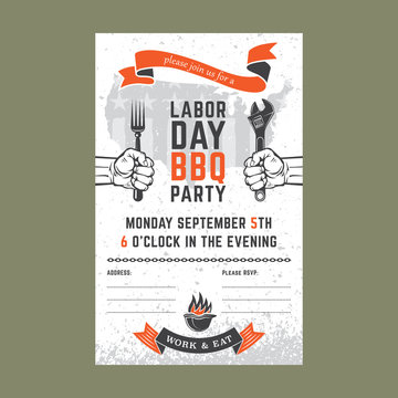 Labor day BBQ invitation card