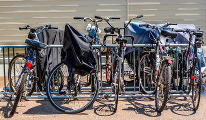 Fototapeta na wymiar bicycles and bikes rack