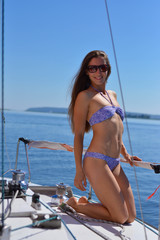 beautiful girl on a yacht