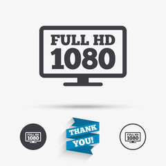 Full hd widescreen tv. 1080p symbol.