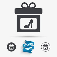 Gift box sign icon. Present symbol.