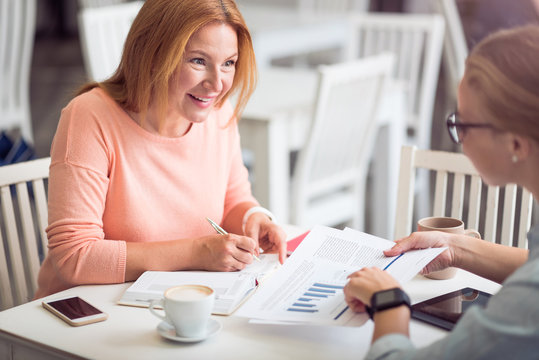 Cheerful Woman Conducting An Interview