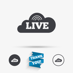 Live sign icon. On air stream symbol.