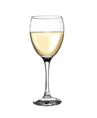 Glass with wine, isolated on white
