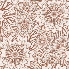 Fototapeta na wymiar intage seamless floral pattern, vector illustration