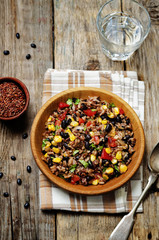 black beans corn white and red rice