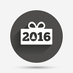 Happy new year 2016 sign icon. Christmas gift.
