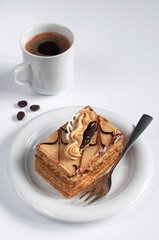 Honey cake with coffee