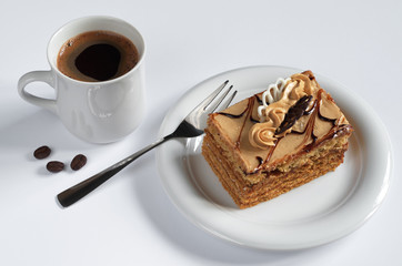Honey cake with coffee