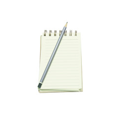 Notebook and pencil isolated on a white background.