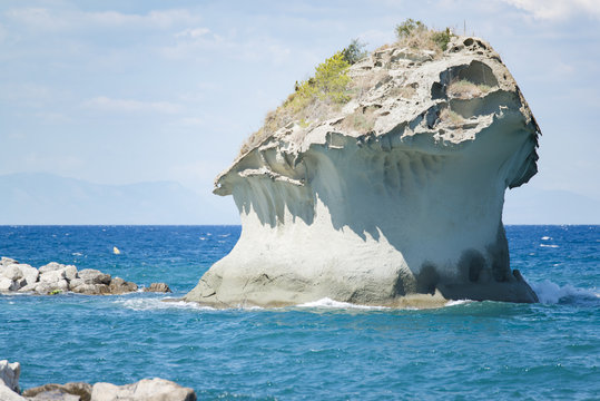 Ischia mushroom rock on the shore of Lacco Ameno