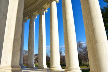 Internal columns at the Thomas Jefferson Memorial. Washington DC, USA.