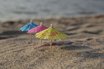 зонтики цветные на пляже у моря