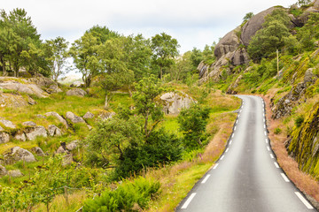Road landscape in norwegian mountains