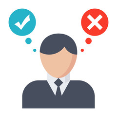 Decision making concept with businessman in flat style.