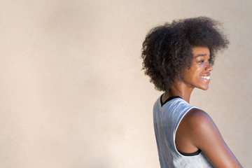 Beautiful young African woman smiling.