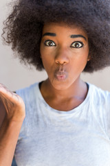 Beautiful afro american women doing funny poses