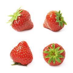 Single ripe red strawberry isolated