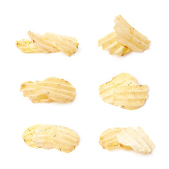 Few potato chips isolated